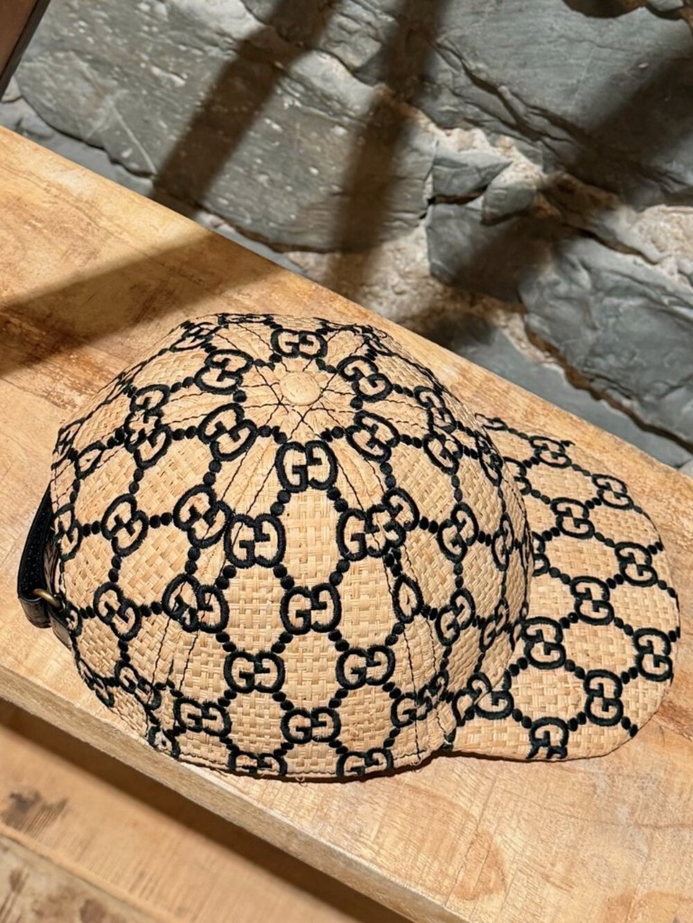 Gucci GG Embroidered Raffia Baseball Cap - Picture 5 of 13